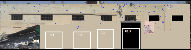 Urm al-Kubra Attack warehouse shrapnel pattern.png
