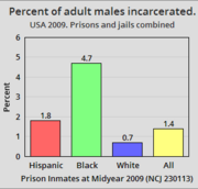 USA 2009. Percent of adult males incarcerated by race and ethnicity.png