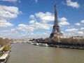 Eiffel Tower by the Seine river, Paris, 2 March 2014.jpg
