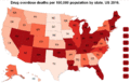 US map of drug overdose deaths per 100,000 population by state.gif