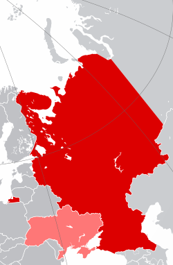 Map indicating locations of Russia and Ukrainia