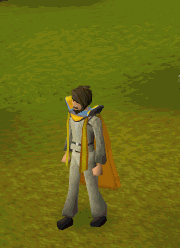 A player performing the Fishing cape emote.