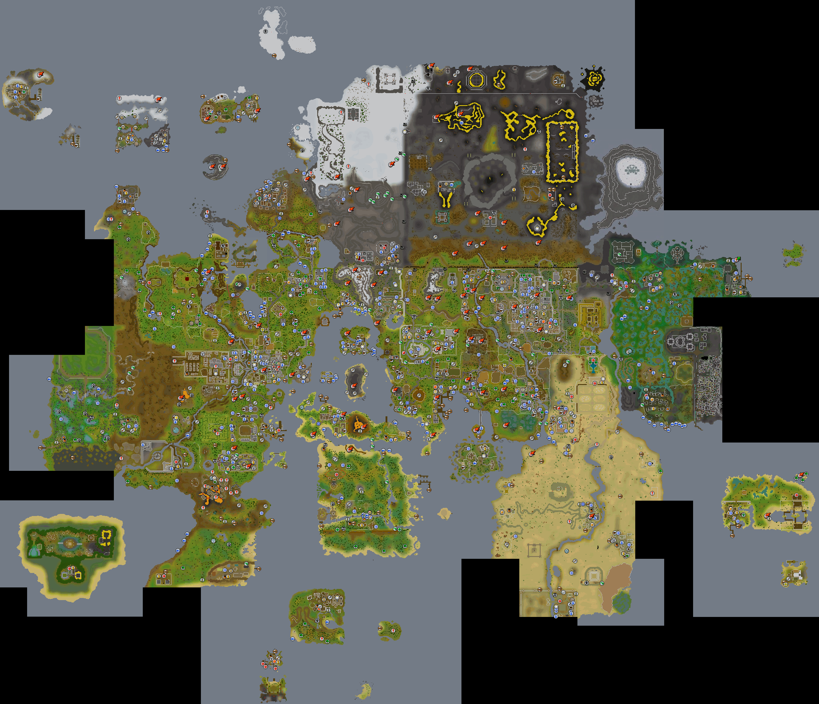 The RuneScape World map. Click on a location to view the wiki article.