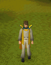 A player performing the Fletching cape emote.