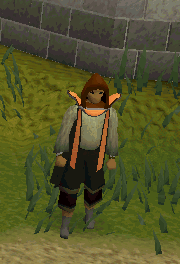 A player performing the Dungeoneering cape magic emote.