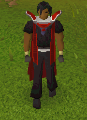 A player performing the Constitution cape emote.