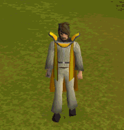 A player performing the Smithing cape emote.