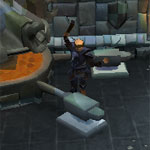 A player smithing metal bars into useful items