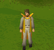 A player performing the Firemaking cape emote.
