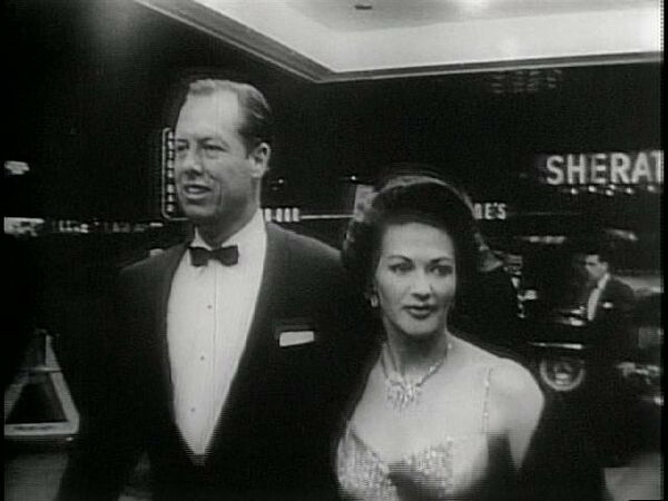 Yvonne De Carlo and Bob Morgan at the New York premiere of The Ten Commandm...