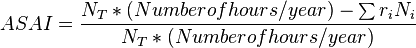 ASAI = \frac{N_T * (Number of hours / year) - \sum r_i N_i}{N_T * (Number of hours / year)}