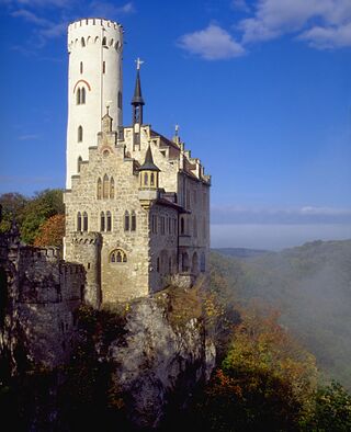 Castle Lichtenstein, a fairy-tale styled castle located near Honau in the Swabian Alb, Baden-Württemberg