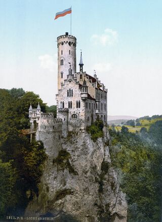 Castle Lichtenstein, a fairy-tale styled castle located near Honau in the Swabian Alb, Baden-Württemberg