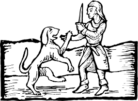 Woodcut illustration of the Hound of Barra.
