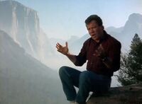 Star Trek why is Kirk climbing a mountain.JPG