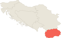Location of Macedonia in the Yugoslav Federal Republic
