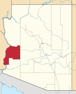Map of the State of Arizona with La Paz County highlighted in red