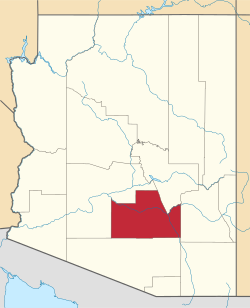 Map of the State of Arizona with Pinal County highlighted in red