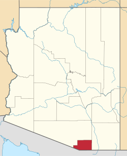 Map of the State of Arizona with Santa Cruz County highlighted in red