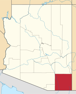Map of the State of Arizona with Cochise County highlighted in red