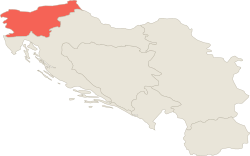 Location of Slovenia in the Yugoslav Federal Republic