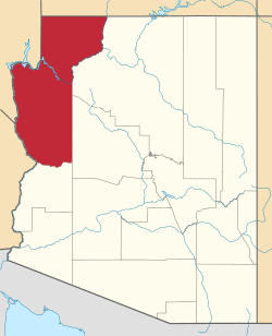Map of the State of Arizona with Mohave County highlighted in red