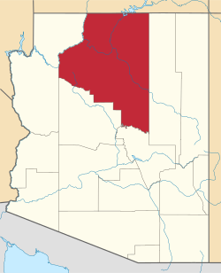 Map of the State of Arizona with Coconino County highlighted in red