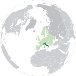 Location of  Italian Republic  (dark green) – in Europa  (light green & dark grey) – in European Community  (light green)  [Legend]
