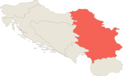 Location of Serbia in the Yugoslav Federal Republic