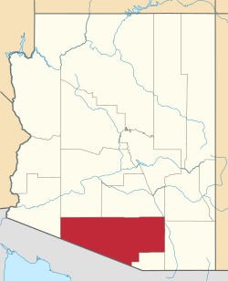 Map of the State of Arizona with Pima County highlighted in red