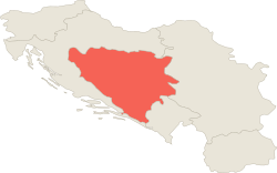Location of Bosnia-Herzegovina in the Yugoslav Federal Republic