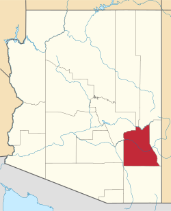 Map of the State of Arizona with Graham County highlighted in red