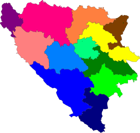 Cantonal map of Bosnia-Herzegovina