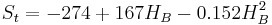 S_t=-274+167H_B-0.152H_B^2