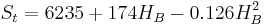 S_t=6235+174H_B-0.126H_B^2