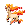 horse with horn on head, tall pointed ears, flaming mane and tail