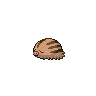 round-bodied creature with striped shaggy fur, pig snout low to ground