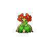 creature with two flowers in full bloom on head, two small arms, leaves draped over lower body like a grass skirt