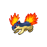 rodent with flames on top of head and flames as a tail