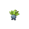 bulb-shaped creature with a bunch of leaves on top, small face in front, no arms and two short legs