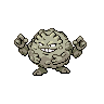 craggy, spherical boulder with eyes and mouth on front, four large arms, two short legs
