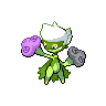 biped with flower on top of head, long leaf behind back, stems and single rose blossoms for arms