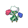 biped with flower on top of head, long leaf behind back, stems and single rose blossoms for arms