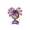 A purple cup-like creature, with pink tendrils and yellow eyes coming from a central hole