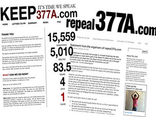 Screen grabs from the Keep377A.com and Repeal377A.com websites.