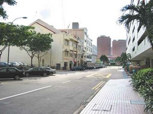 The row of shophouses along Upper Circular Road in which Club One Seven is nested.