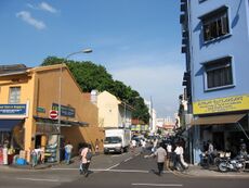 Desker Road by day, viewed from Serangoon Road.