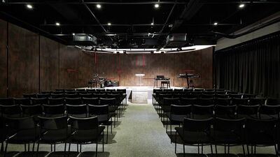 The main hall of the Free Community Church in their newest premises at Commonwealth Lane.