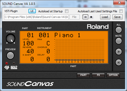 roland sound canvas va play back midi files