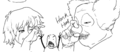 Clown bullying Yeti Girl during 8chM x MFW. Ski Free Yeti is not amused